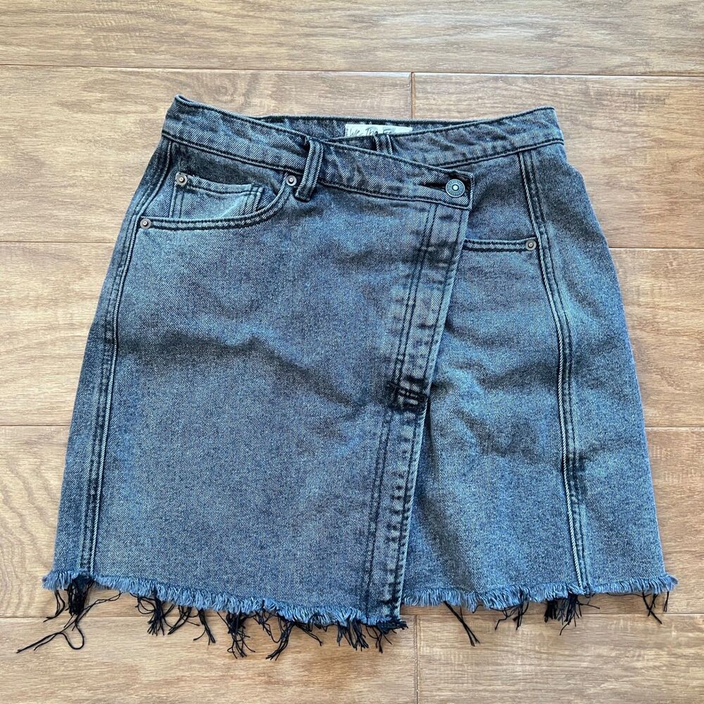 We the Free Free People Skirt Size 27 Parker Wrap Denim Sulphur Black